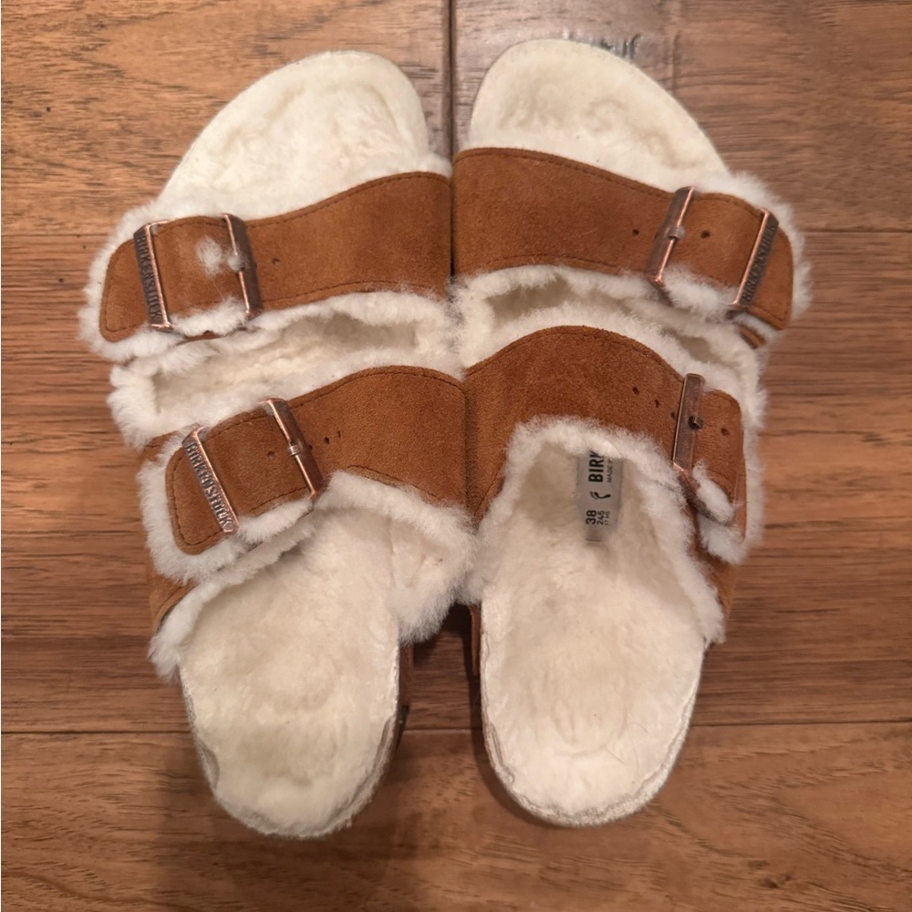 Birkenstock Arizona Shearling-Lined Sandals in Mink